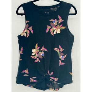 A New Day Floral Top Gathered Hem Sleeveless Summer/Spring Vacation Medium